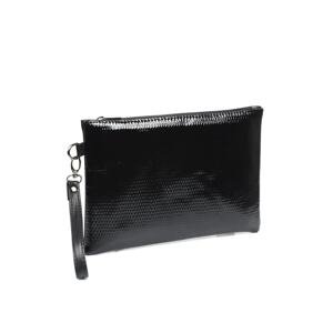 Capone Outfitters Capone Patent Leather Snake Patterned Paris Black Women's Clutch Bag