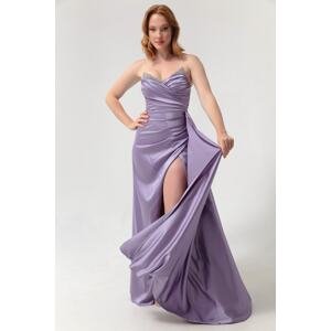 Lafaba Women's Lilac Chest Stone Long Evening Dress
