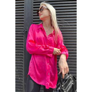 Madmext Women's Fuchsia Basic Satin Shirt