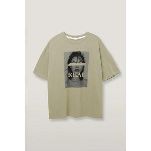Madmext Women's Beige Oversize Printed T-Shirt