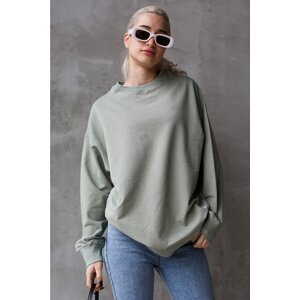 Madmext Mint Green Basic Oversized Womens Sweatshirt