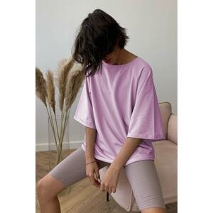 Madmext Women's Light Lilac Oversize Basic T-Shirt