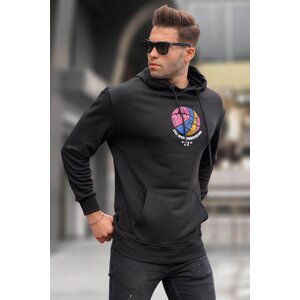 Madmext Black Embossed Print Hoodie Sweatshirt 6042