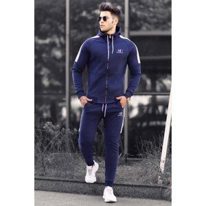 Madmext Navy Blue Printed Men's Tracksuit Set 4671