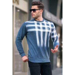 Madmext Indigo Crew Neck Printed Sweatshirt 6031