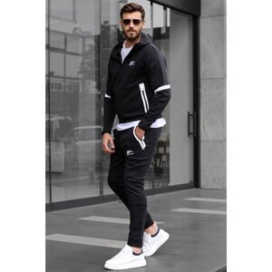 Madmext Men's Black Zippered Hooded Tracksuit 6393