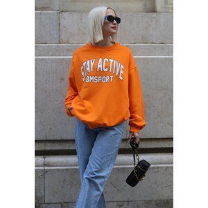 Madmext Women's Orange Printed Oversize Sweatshirt