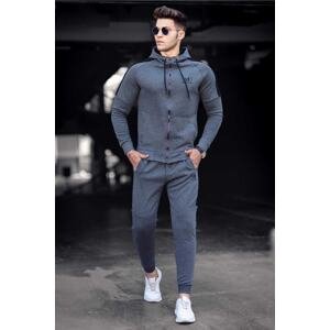 Madmext Anthracite Printed Men's Tracksuit 4671