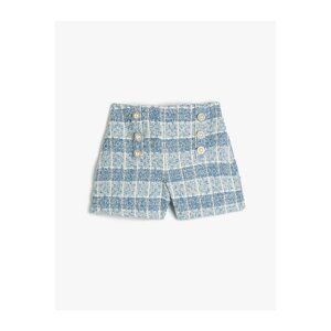 Koton Tweed Shorts Pearl Button Detailed Elastic Waist