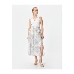 Koton Melis Ağazat X Cotton - Floral Slit Pocket Midi Skirt
