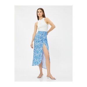 Koton Midi Skirt Floral Slit Ecovero® Viscose