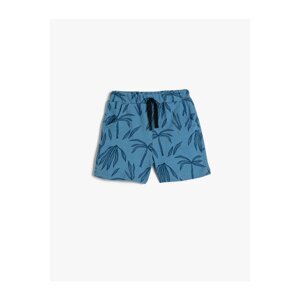 Koton Shorts Tie Waist Pocket Palm Tree Printed Cotton