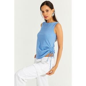 Cool & Sexy Women's Blue Side Gathered Camisole Blouse