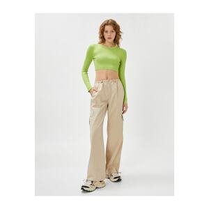 Koton Parachute Trousers with Large Pockets, Elastic, Low Waist, Stoppers
