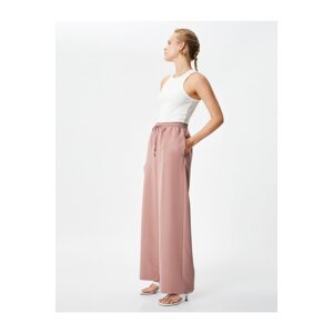 Koton Wide Leg Trousers with Lace-Up Waist, Pockets Modal Relaxed Cut.