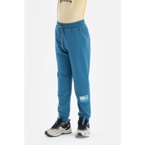 Dagi Series Ribbed Jogger Trousers with Blue Slogan Label