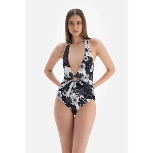 Dagi Black and White Halterneck Swimsuit