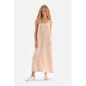 Dagi Light Pink Oblique Cut Detailed Viscose Dress