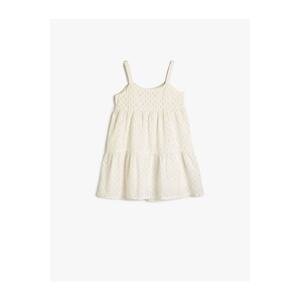 Koton Strappy Midi Dress Tiered Lined Cotton Glittery