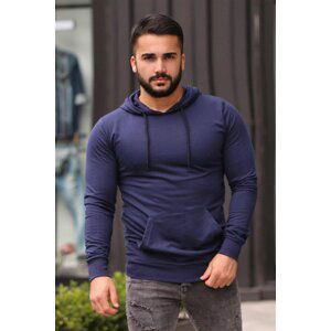 Madmext Basic Navy Blue Hooded Sweatshirt 4117