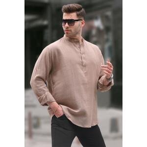Madmext Camel Big Collar Overfit Men's Shirt 6702