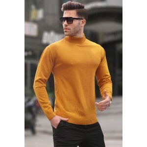 Madmext Mustard Slim Fit Half Turtleneck Men's Knitwear Sweater 6343