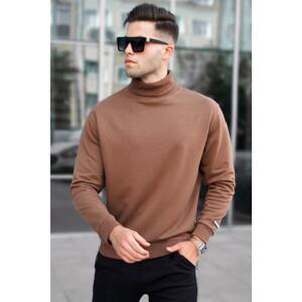 Madmext Turtleneck Brown Sweater 5317