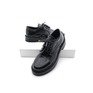 Marjin Women's Oxford Shoes Lace-up Masculine Casual Shoes Tisat Black Snake