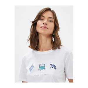Şahika Ercümen X Koton - Oversize T-Shirt Short Sleeve Crew Neck Printed