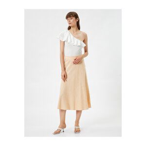 Koton Midi Skirt A-Line Normal Waist Zipper Linen Blended