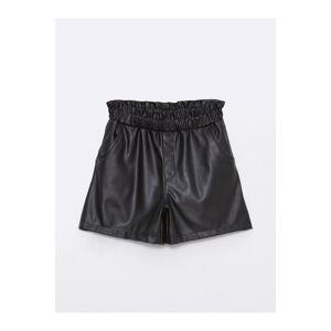 LC Waikiki Girls' Leather Look Shorts with Elastic Waist