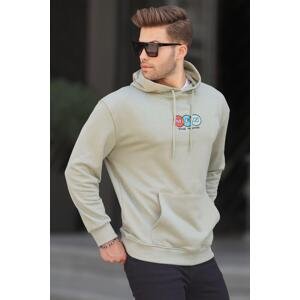 Madmext Men's Mint Green Hoodie with Embroidery Sweatshirt 6145