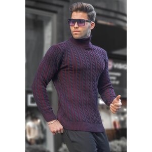 Madmext Navy Blue Turtleneck Knit Detailed Sweater 6317