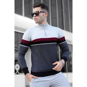 Madmext Men's Gray Zippered Sweater 5601