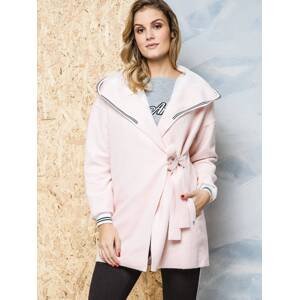 Lemonade coat decorated with white and black trimming pink
