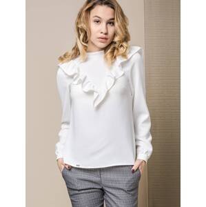 Lola blouse with frills at the front white