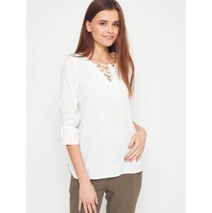Blouse with lace-up neckline white