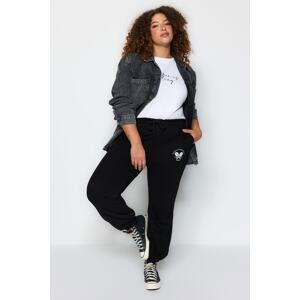 Trendyol Curve Black High Waist Printed Knitted Sweatpants