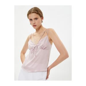 Koton Satin Pajama Top, Undershirt, Thin Straps, Tie Detail