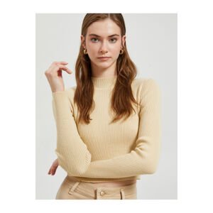 Koton Crop Sweater Knitwear Half Turtleneck Ribbed