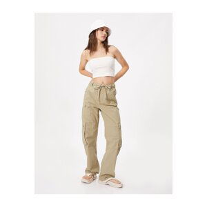 Koton Cargo Pants Waist Tied Big Pocket Buttoned Cotton