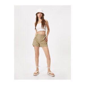 Koton Cargo Denim Shorts Pocket Detailed High Waist Cotton.