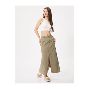 Koton Midi Denim Skirt with Slit Pocket Detailed Cotton
