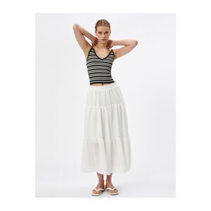 Koton Long Skirt With Elastic Waist Flounce Lined Comfortable Cut
