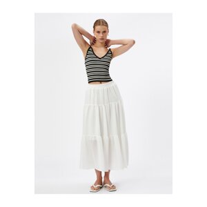 Koton Long Skirt with Elastic Waist, Ruffles Lined, Comfortable Cut.