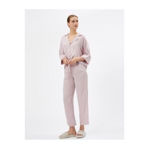 Koton Satin Pajama Bottoms with Lace Waist and Pocket Detail