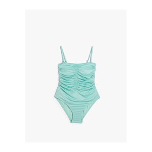 Koton Glittery Swimsuit with Thin Straps Draped