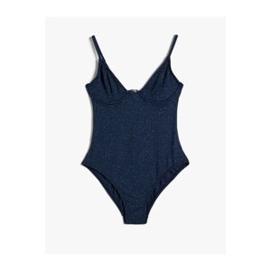Koton Glittery Swimsuit Underwire with Thin Straps Textured