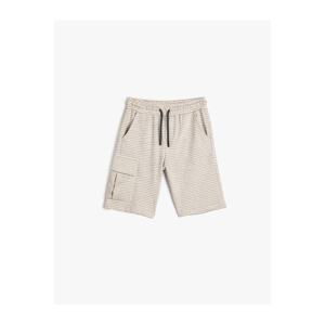 Koton Cargo Shorts Tie Waist Elastic Pocket Cotton