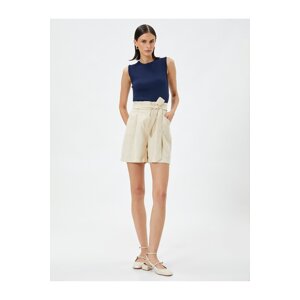 Koton Silky Textured Shorts with Belt and Pockets